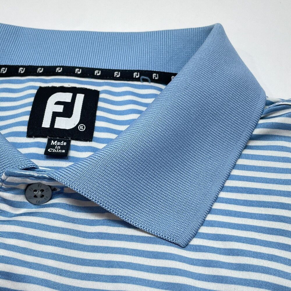 Miacomet Golf Polo Shirt Men Size XL Blue Striped FootJoy Nantucket Country Club - Picture 5 of 11